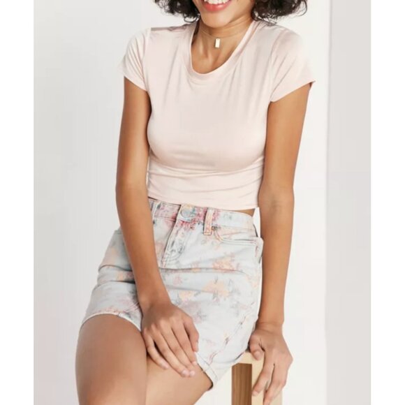 Pastel Floral Denim Mini Skirt Size M - Picture 2 of 11